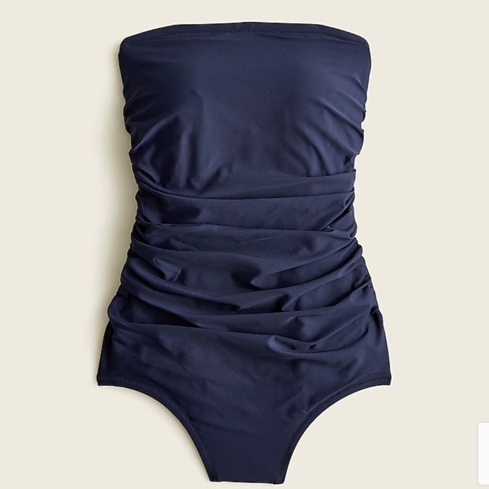 J Crew Ruched Bandeau One-Piece Swimsuit, NWT, Navy